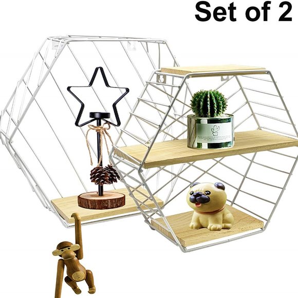 Other - Wire&Wooden  Decorative Hexagon Display Shelves